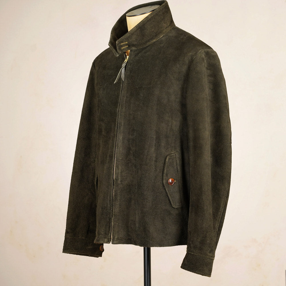 Y’2 Leather Steerhide Roughout Swing Top Jacket - Olive