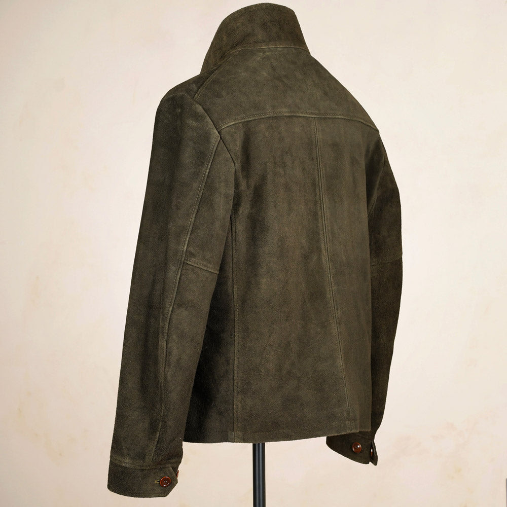 Y’2 Leather Steerhide Roughout Swing Top Jacket - Olive