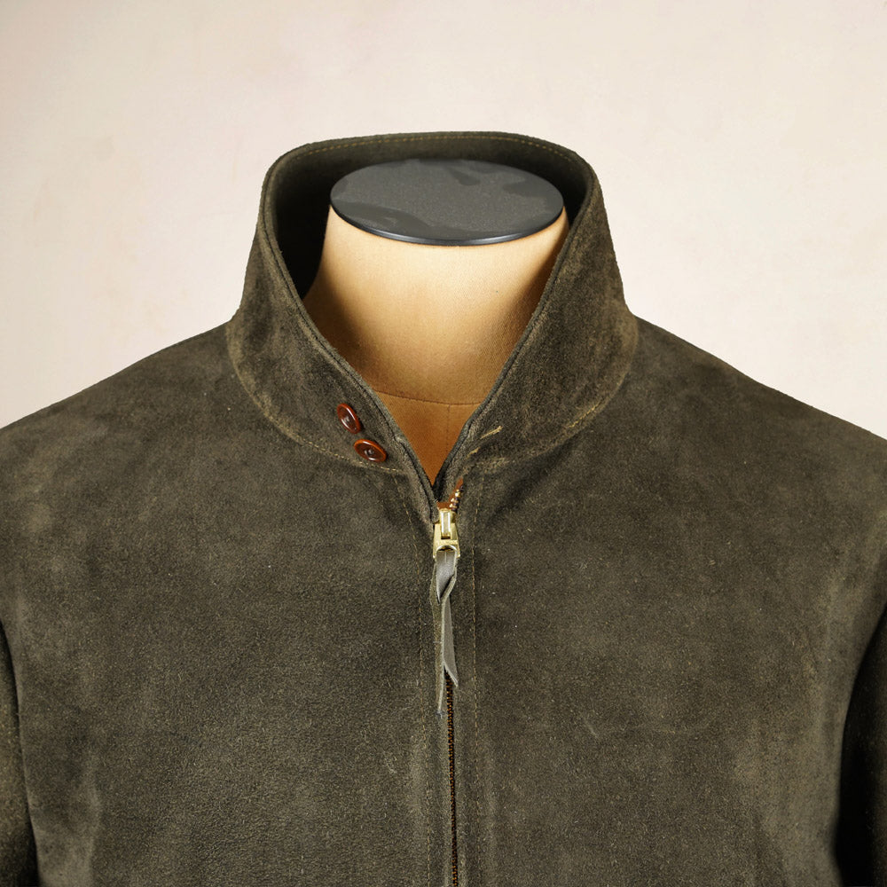 Y’2 Leather Steerhide Roughout Swing Top Jacket - Olive
