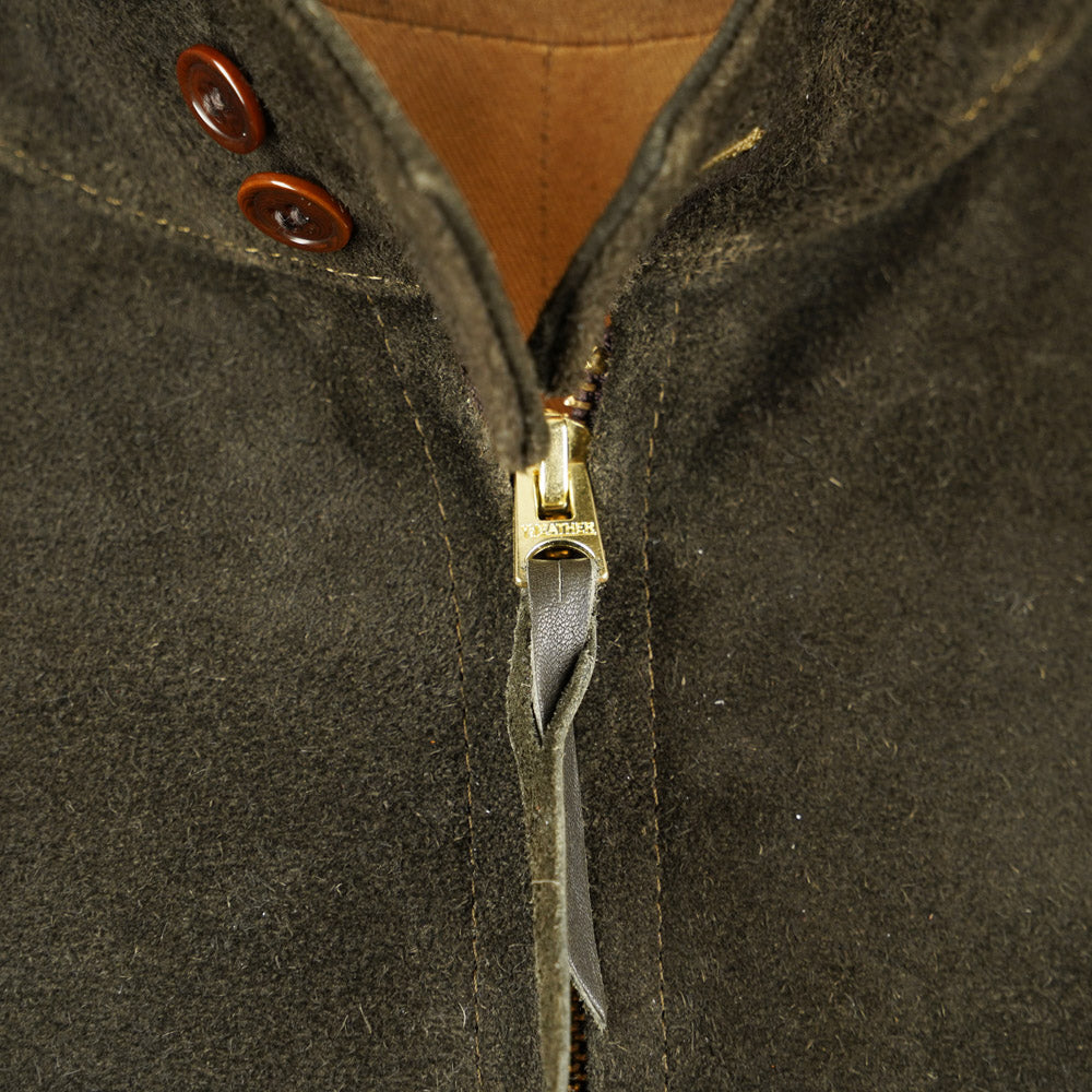 Y’2 Leather Steerhide Roughout Swing Top Jacket - Olive