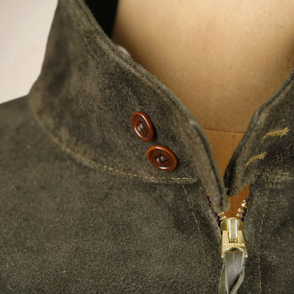 Y’2 Leather Steerhide Roughout Swing Top Jacket - Olive