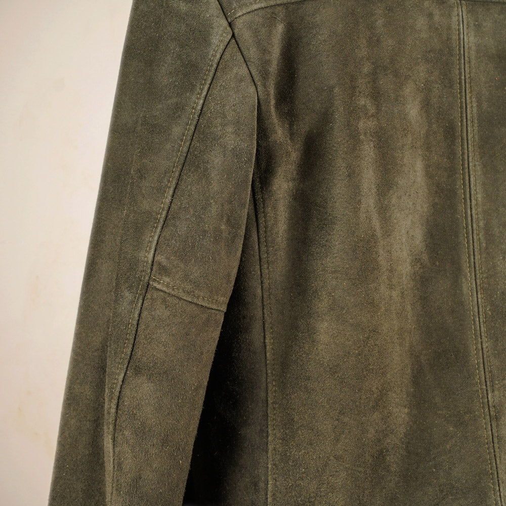 Y’2 Leather Steerhide Roughout Swing Top Jacket - Olive