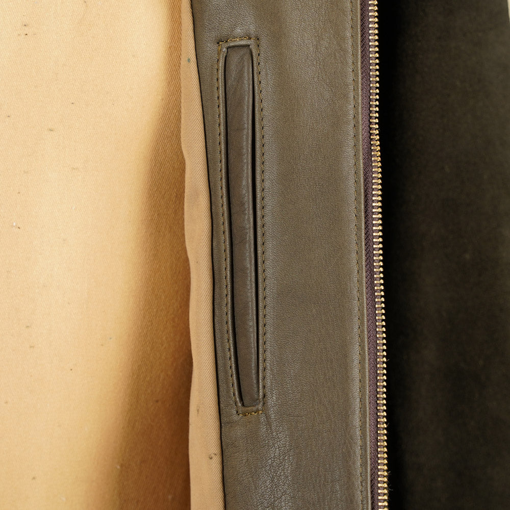 Y’2 Leather Steerhide Roughout Swing Top Jacket - Olive