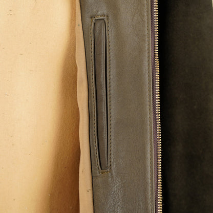 Y’2 Leather Steerhide Roughout Swing Top Jacket - Olive