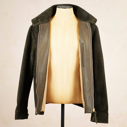 Y’2 Leather Steerhide Roughout Swing Top Jacket - Olive