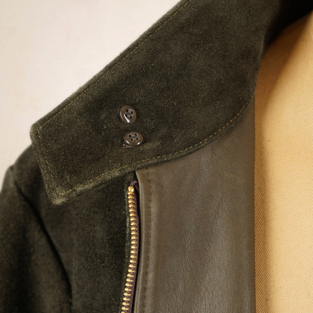 Y’2 Leather Steerhide Roughout Swing Top Jacket - Olive