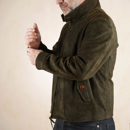 Y’2 Leather Steerhide Roughout Swing Top Jacket - Olive