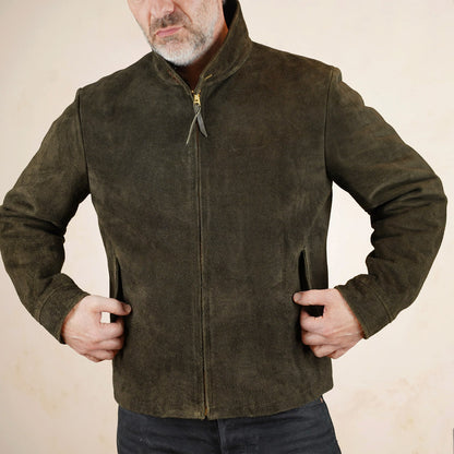 Y’2 Leather Steerhide Roughout Swing Top Jacket - Olive