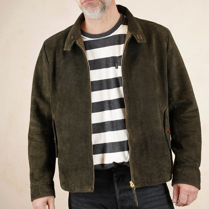 Y’2 Leather Steerhide Roughout Swing Top Jacket - Olive