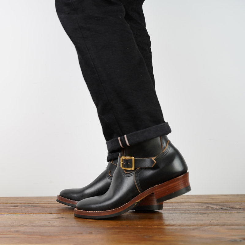 Zerrows Type 1 Engineer Boots Black Latigo Leather