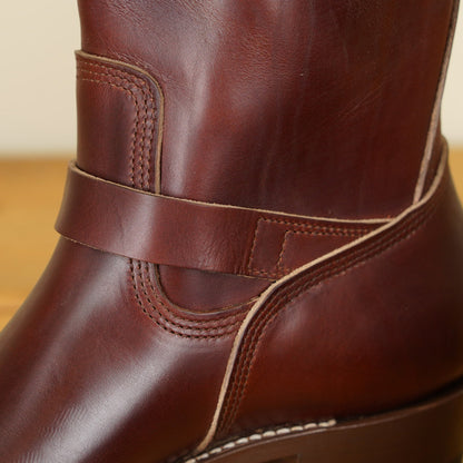 Zerrows Engineer Boots  - Flat Toe Last - Brown CXL