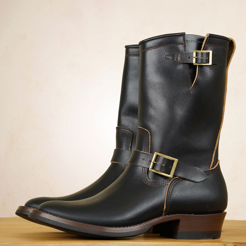 Zerrows Engineer Boots  - Black Tea-Core Latigo