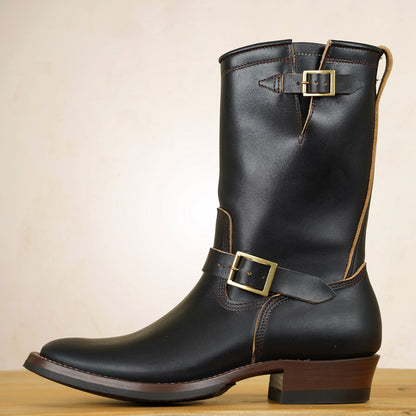Zerrows Engineer Boots  - Black Tea-Core Latigo