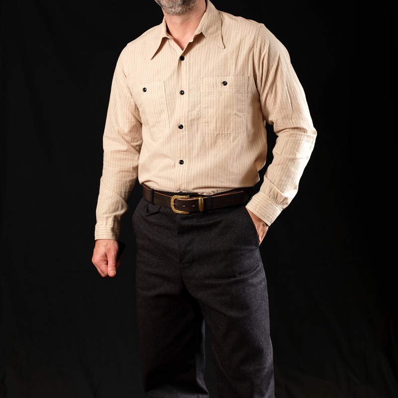 Belafonte Triple Stitch Shirt – Beige Stripe