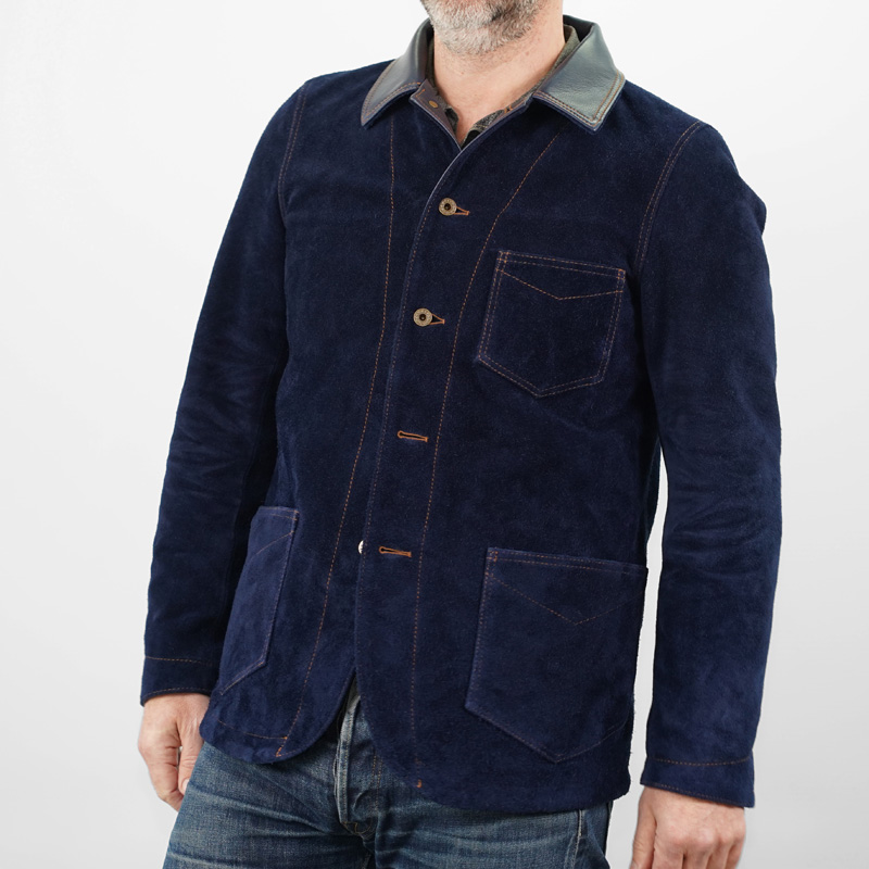 Y’2 Leather – TB-142 – Navy Steerhide Suede Coverall