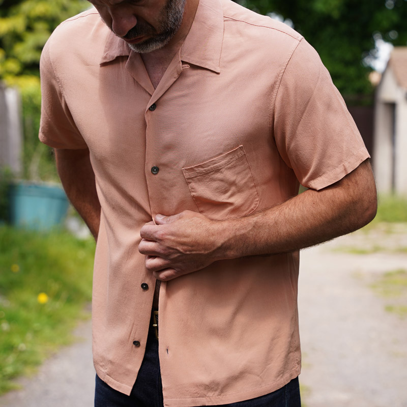 ACVM SS Slant Pocket Rayon Open Collar Shirt – Pink