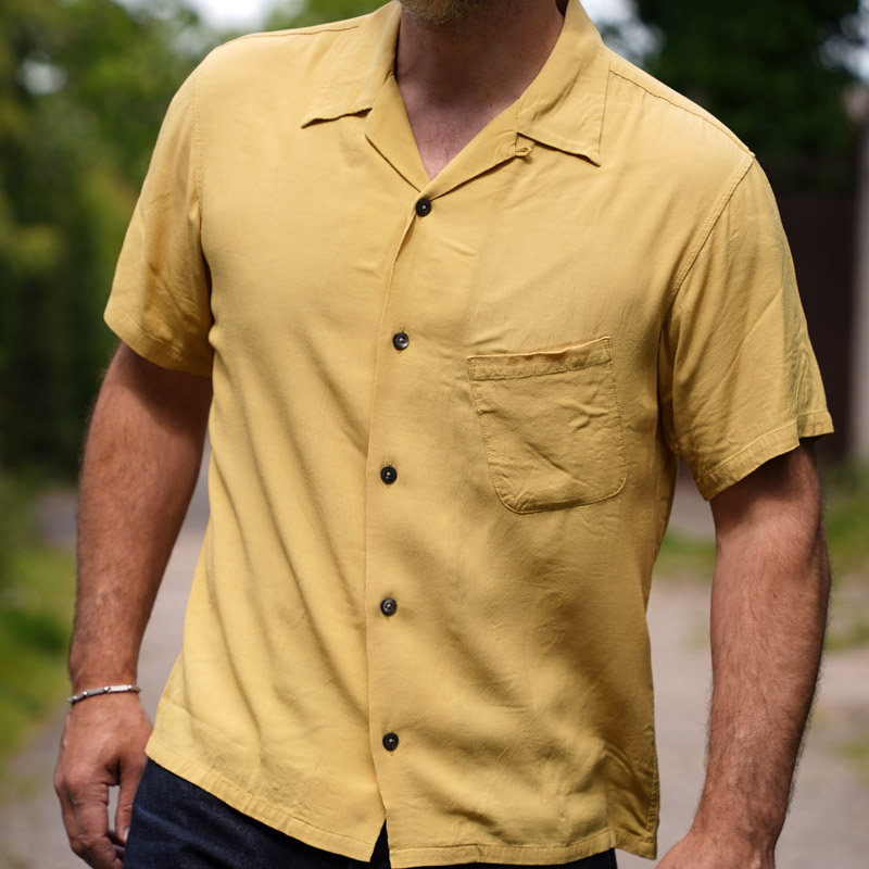 ACVM SS Slant Pocket Rayon Open Collar Shirt - Yellow