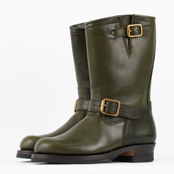 Y'2 Leather EB-01 Engineer Boots Olive Eco Horse