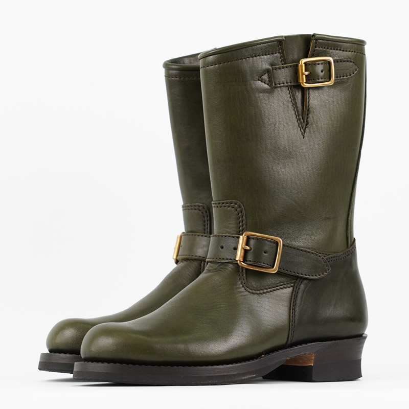 Y’2 EB-01 Engineer Boots – Olive Eco Horse