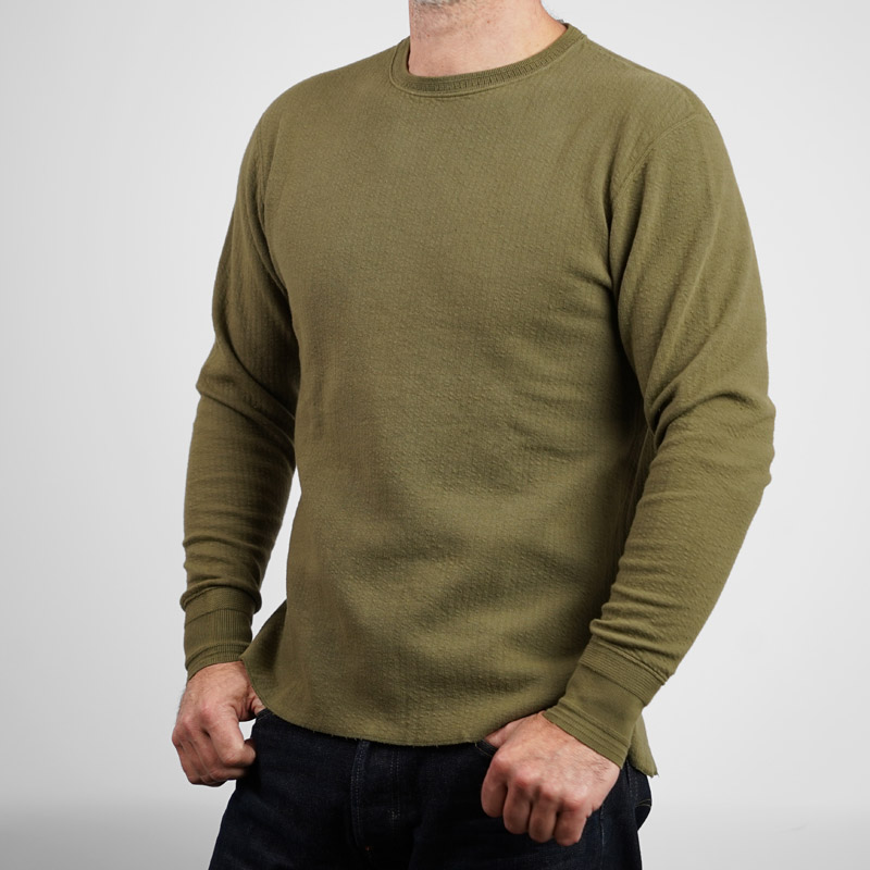 Loop & Weft DOUBLE FACE JACQUARD KNIT CREWNECK  – Olive