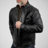 Addict Clothes Japan Ulster Black Sheepskin Leather Jacket