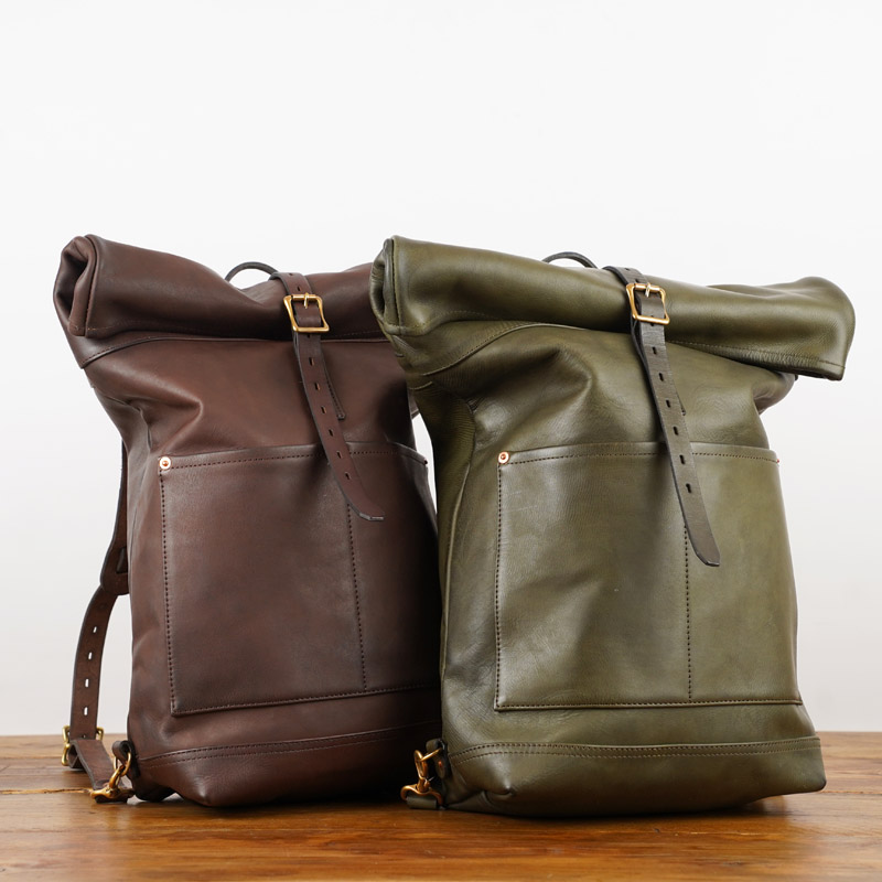 Vasco Leather Roll Top Rucksack VS-205L – Olive or Brown