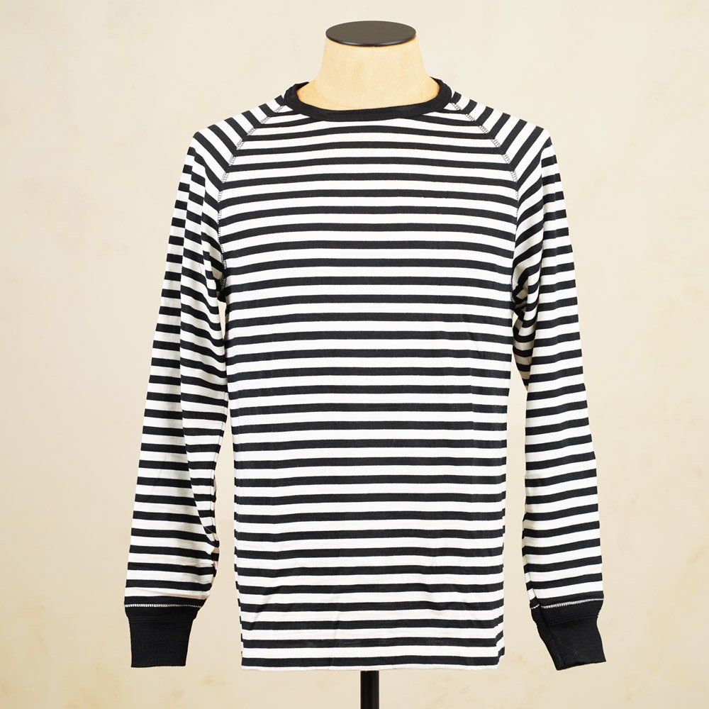 Heimat Raglan Merino Long Sleeve – Stripe Schwarz/ Seashell